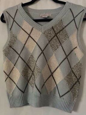 Pastel Argyle V-Neck Knit Vest